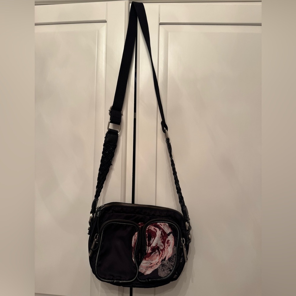 L.A.M.B. Floral Pink Rose Crossbody Nylon Bag